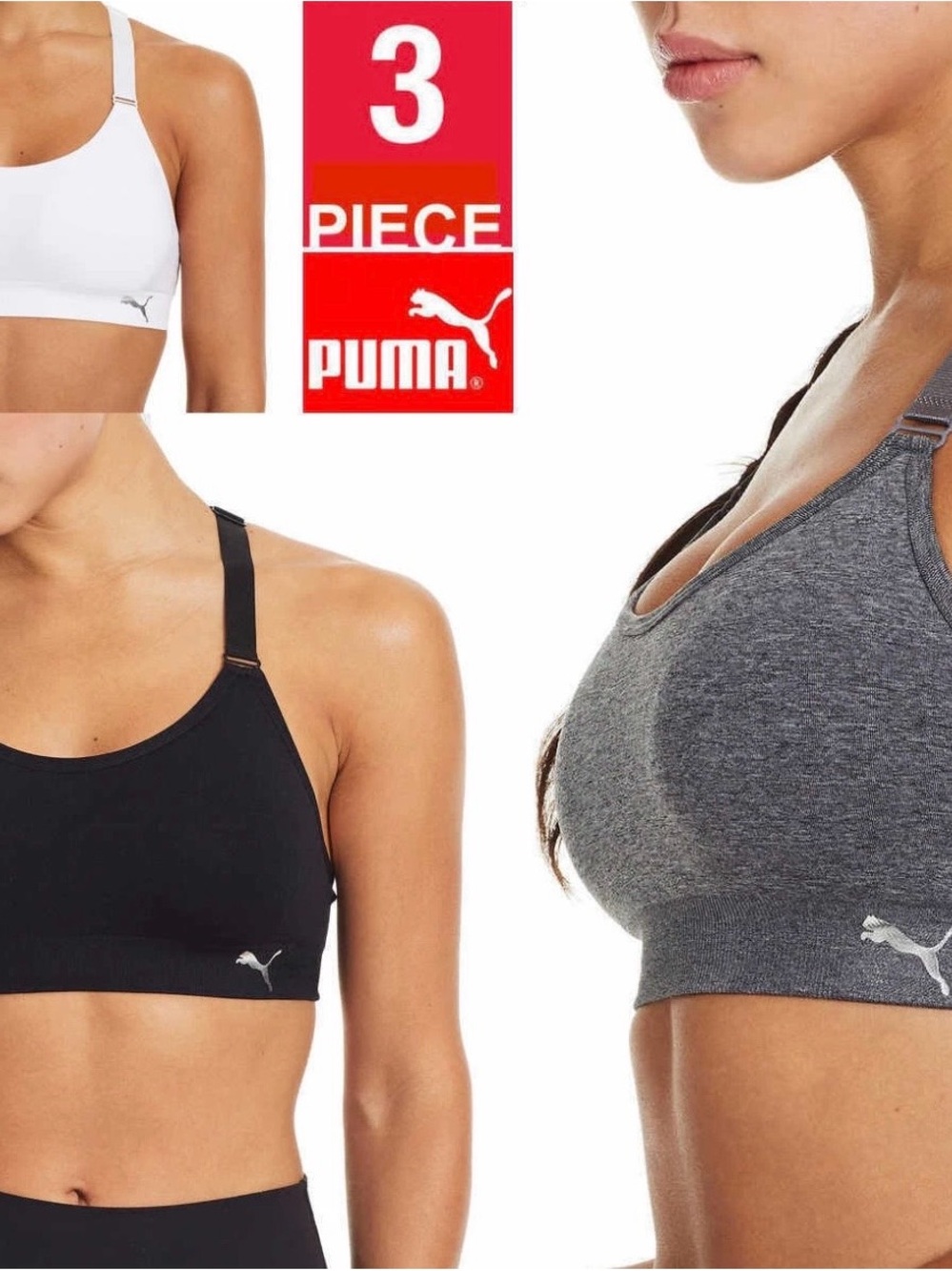 Puma 3 pieces Ladies Sports Bra Bras Running Yoga Exercise Jogging Running